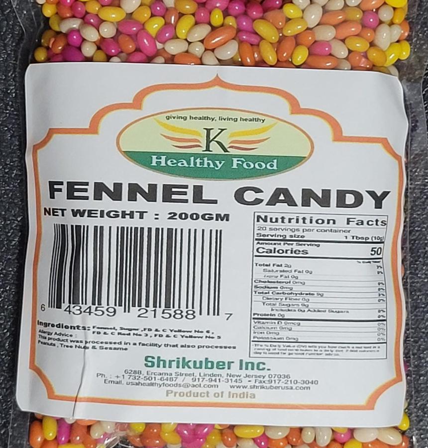 HEALTHY FOODS FENNEL CANDY 200GM 52942 Buy Indian Spices Online